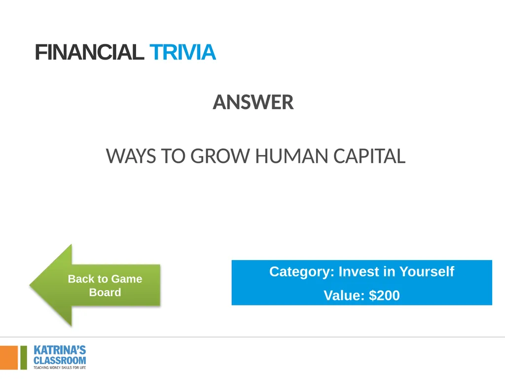Financial Trivia Supplement for Lesson 4: Back to - slide 7 of 54