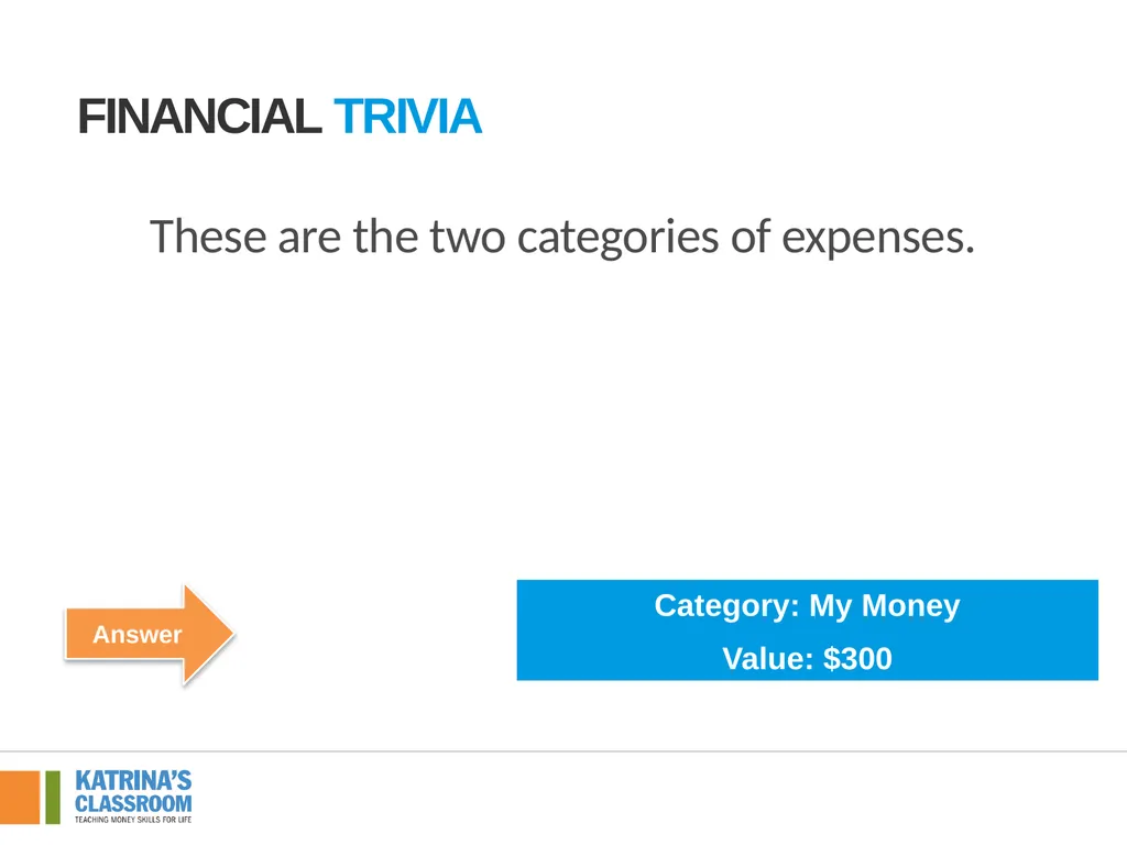 Financial Trivia Supplement for Lesson 4: Back to - slide 28 of 54