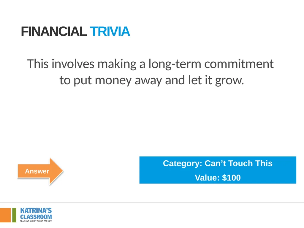 Financial Trivia Supplement for Lesson 4: Back to - slide 44 of 54