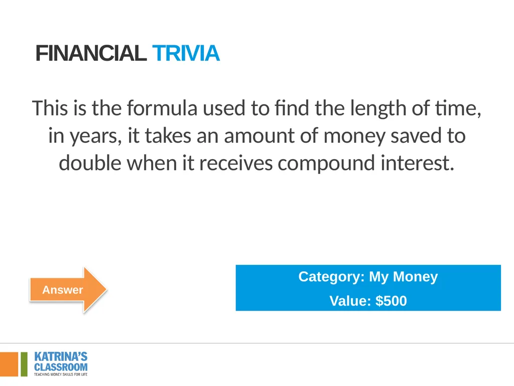 Financial Trivia Supplement for Lesson 4: Back to - slide 32 of 54