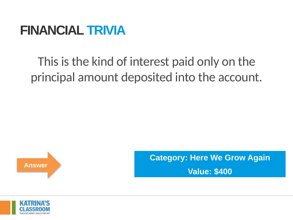 Financial Trivia Supplement for Lesson 4: Back to - slide 40 of 54