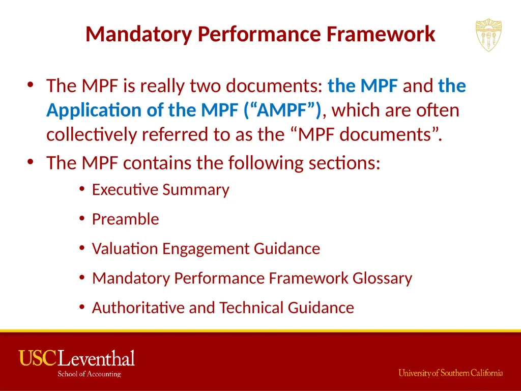 The Mandatory Performance Framework and Quality - slide 12 of 31