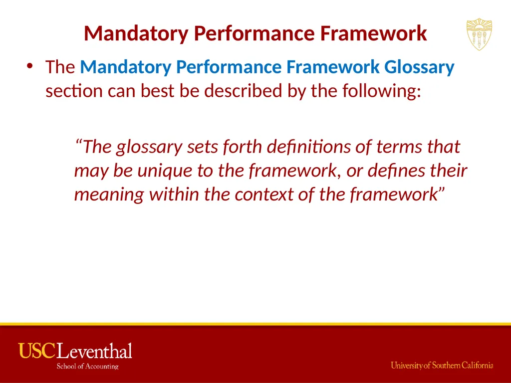 The Mandatory Performance Framework and Quality - slide 17 of 31