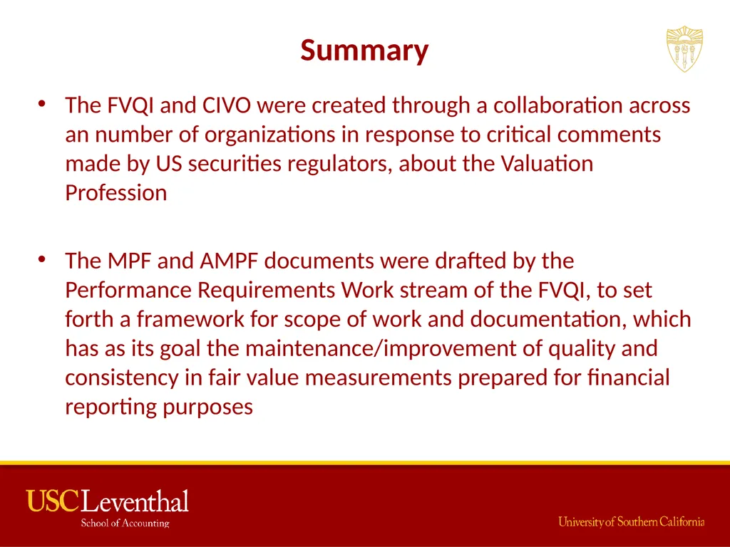 The Mandatory Performance Framework and Quality - slide 29 of 31