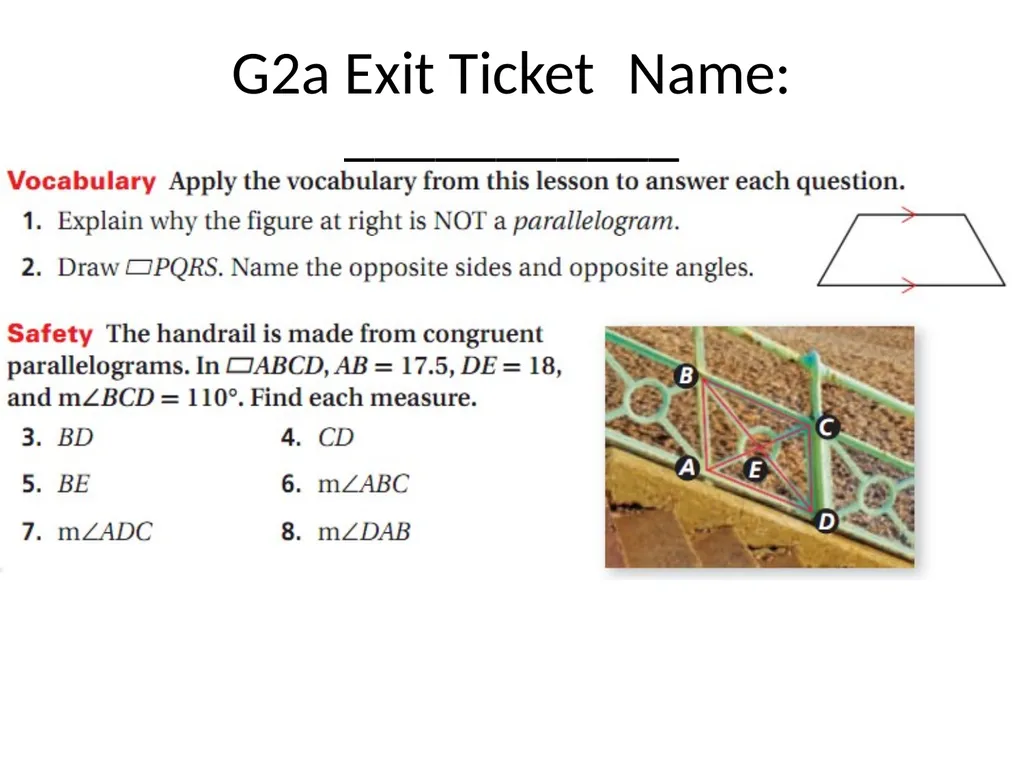 G2a Parallelograms Drill: Mon, 2/28 OBJ: SWBAT - slide 11 of 12