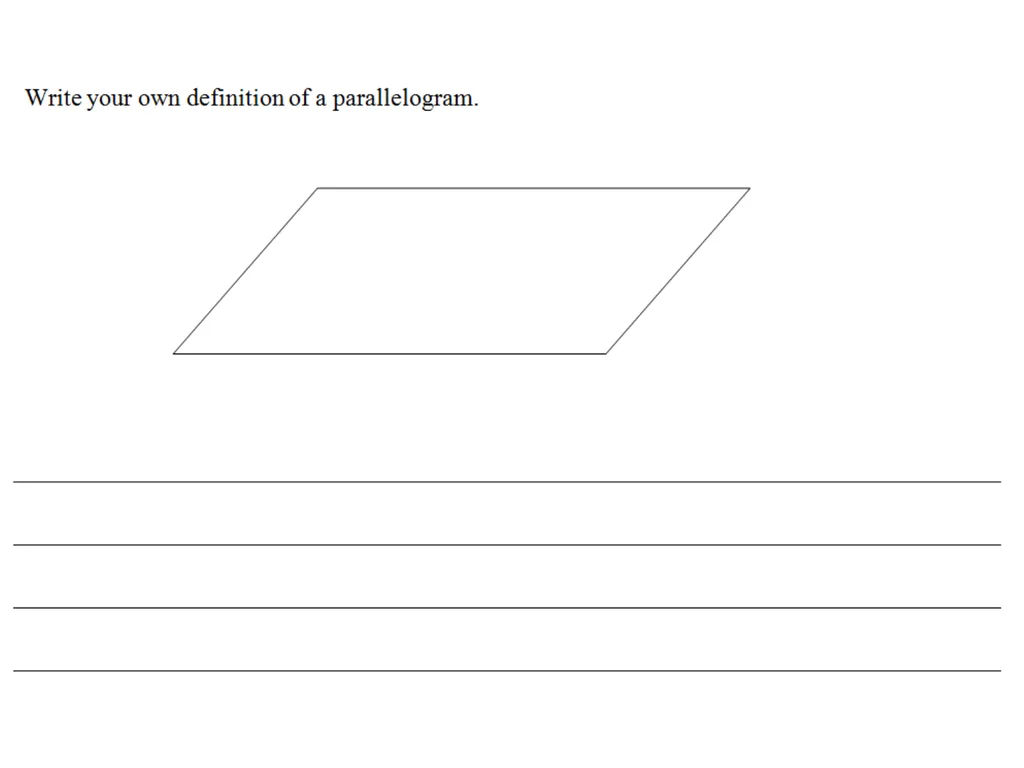 G2a Parallelograms Drill: Mon, 2/28 OBJ: SWBAT - slide 5 of 12