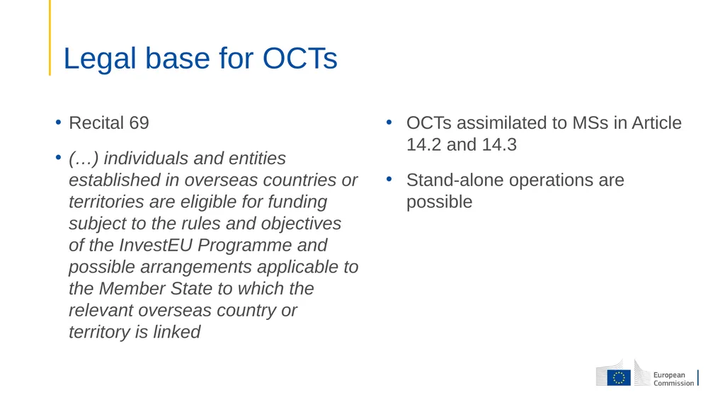 The InvestEU Programme Presentation to OCTs - slide 6 of 23