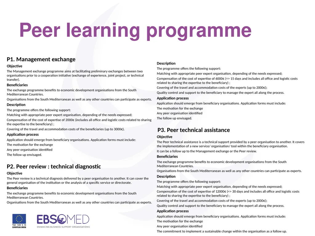 Capacity building and peer learning for investment - slide 9 of 10