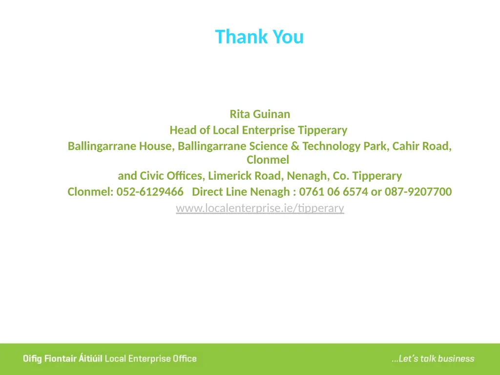 Local Enterprise Office Tipperary Presentation by - slide 28 of 28