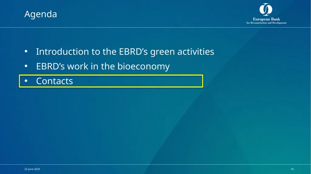Supporting the bioeconomy 8th December 2021 EBRD’S - slide 16 of 17