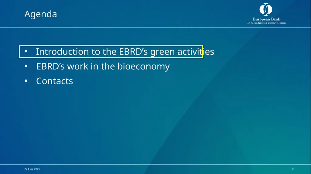 Supporting the bioeconomy 8th December 2021 EBRD’S - slide 2 of 17