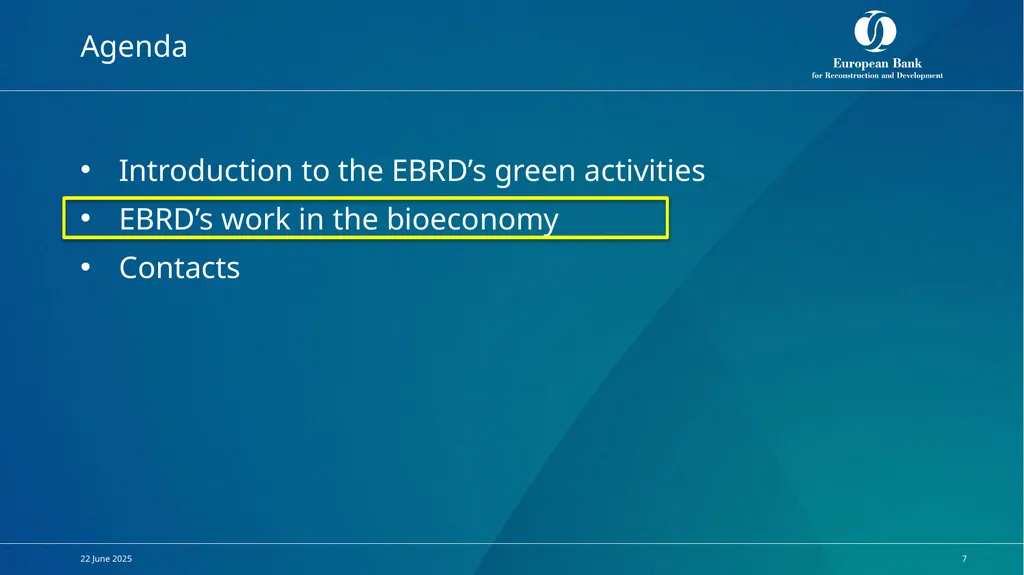 Supporting the bioeconomy 8th December 2021 EBRD’S - slide 7 of 17