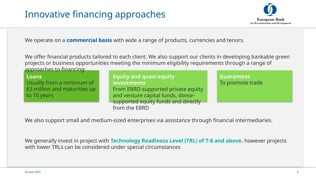 Supporting the bioeconomy 8th December 2021 EBRD’S - slide 9 of 17