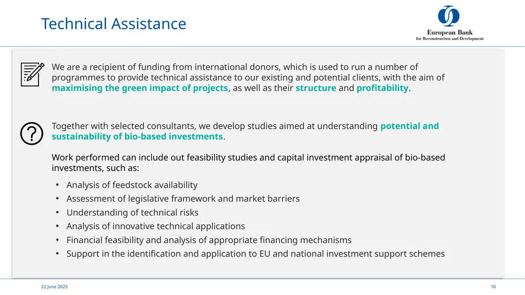 Supporting the bioeconomy 8th December 2021 EBRD’S - slide 10 of 17