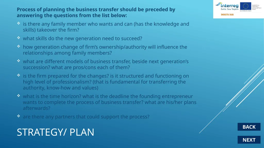 Transfer of business blueprint NEXT Strategy/ plan - slide 3 of 25
