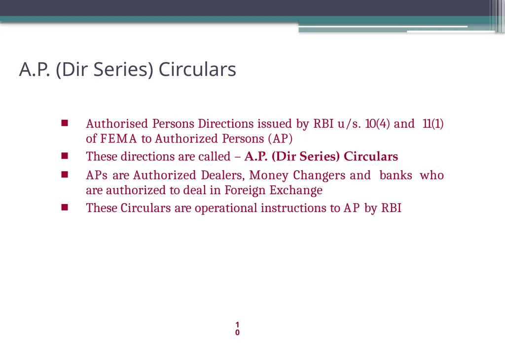 OVERVIEW OF FOREIGN EXCHANGE MANAGEMENT ACT AND - slide 10 of 123