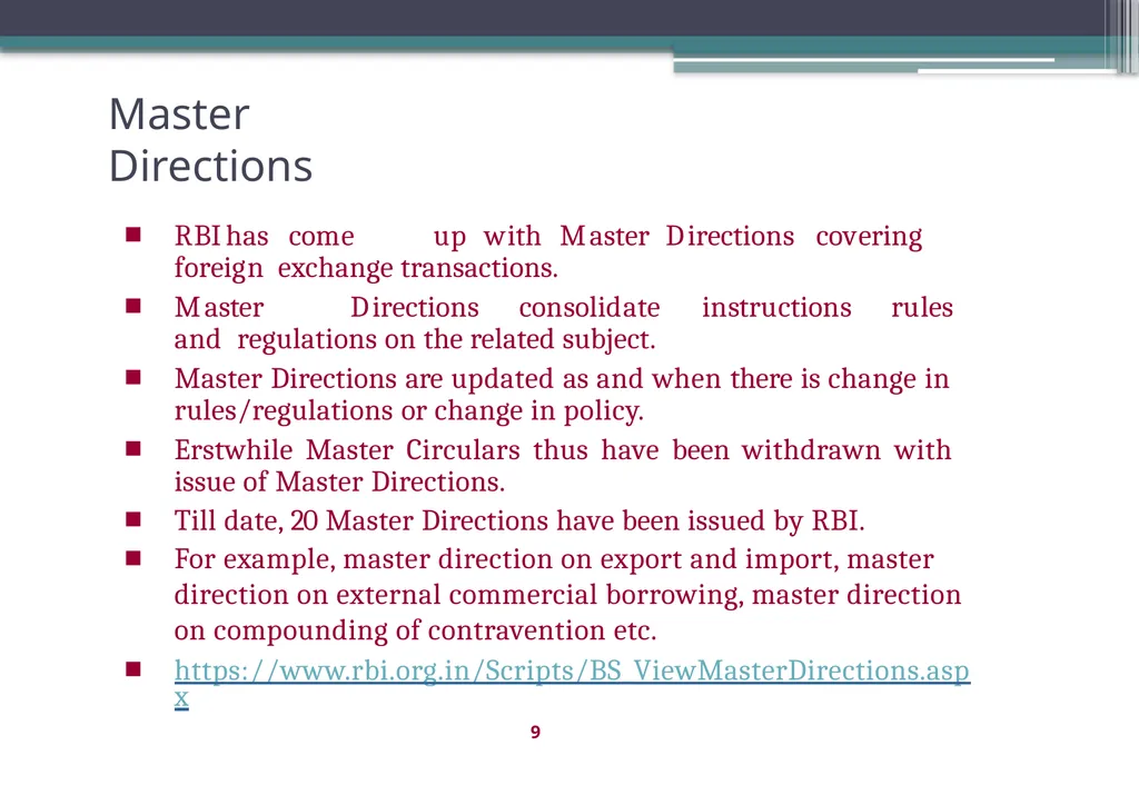 OVERVIEW OF FOREIGN EXCHANGE MANAGEMENT ACT AND - slide 9 of 123