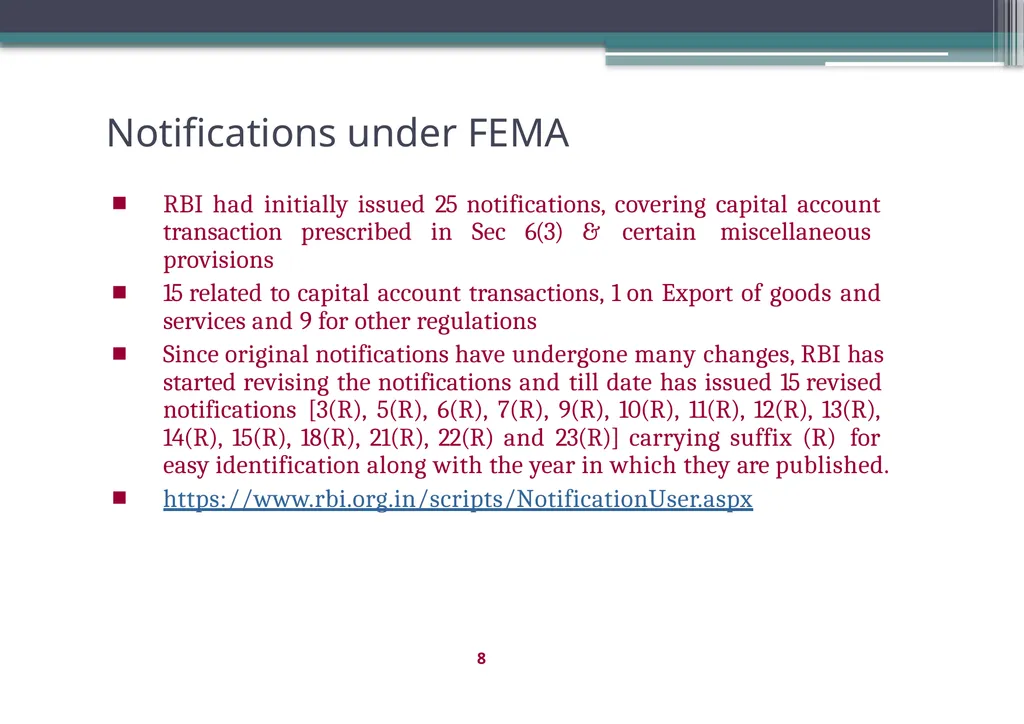 OVERVIEW OF FOREIGN EXCHANGE MANAGEMENT ACT AND - slide 8 of 123