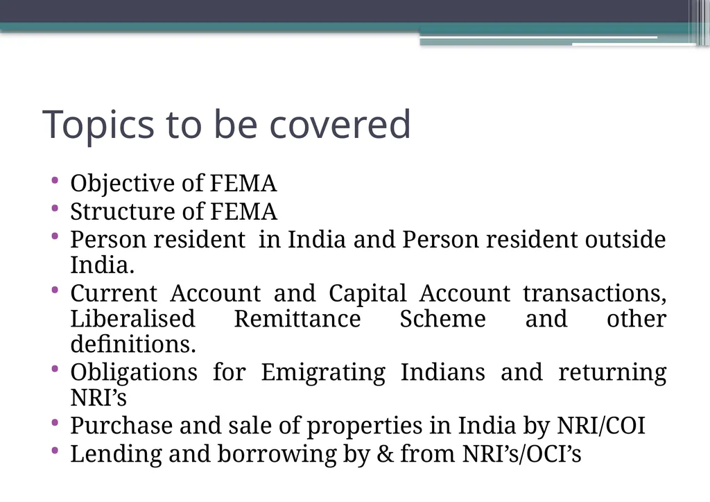 OVERVIEW OF FOREIGN EXCHANGE MANAGEMENT ACT AND - slide 2 of 123