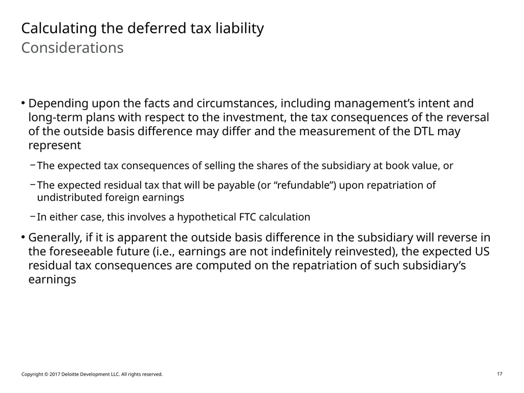 Accounting for Outside Basis Differences in - slide 17 of 38