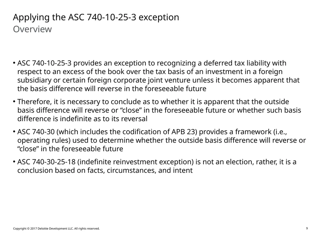 Accounting for Outside Basis Differences in - slide 9 of 38