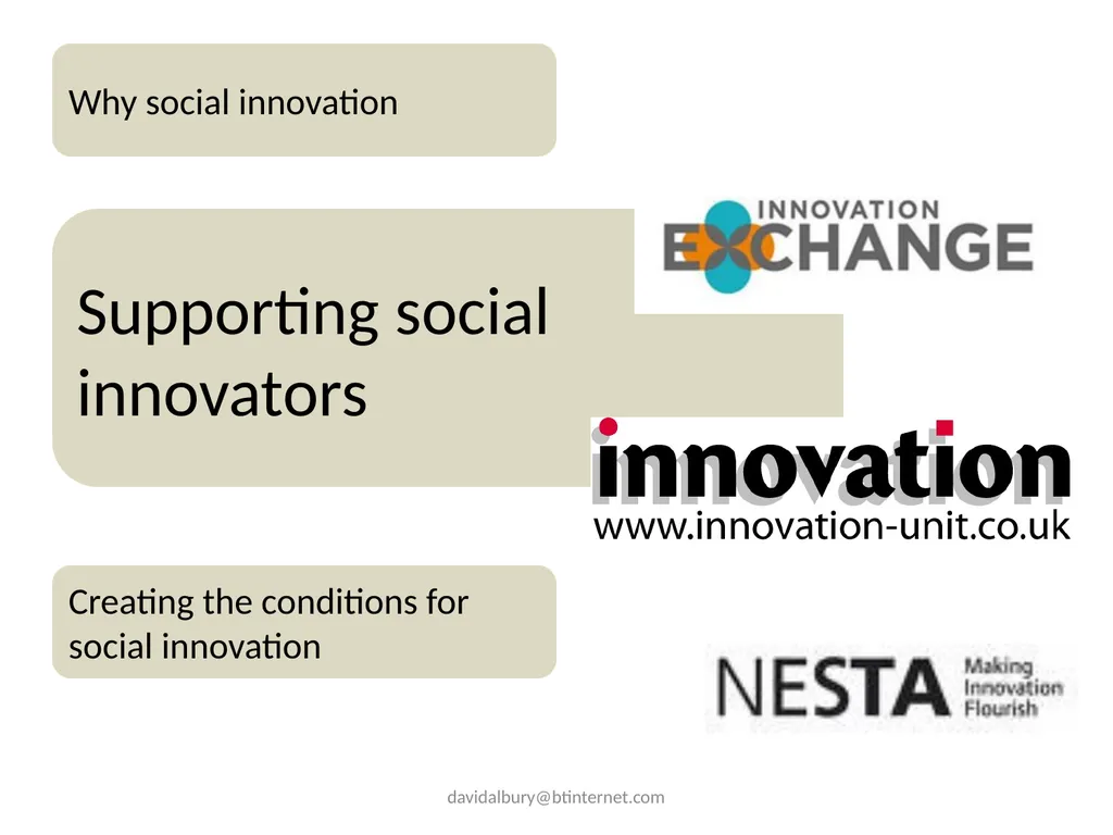 Supporting social innovation Social innovation for - slide 8 of 21