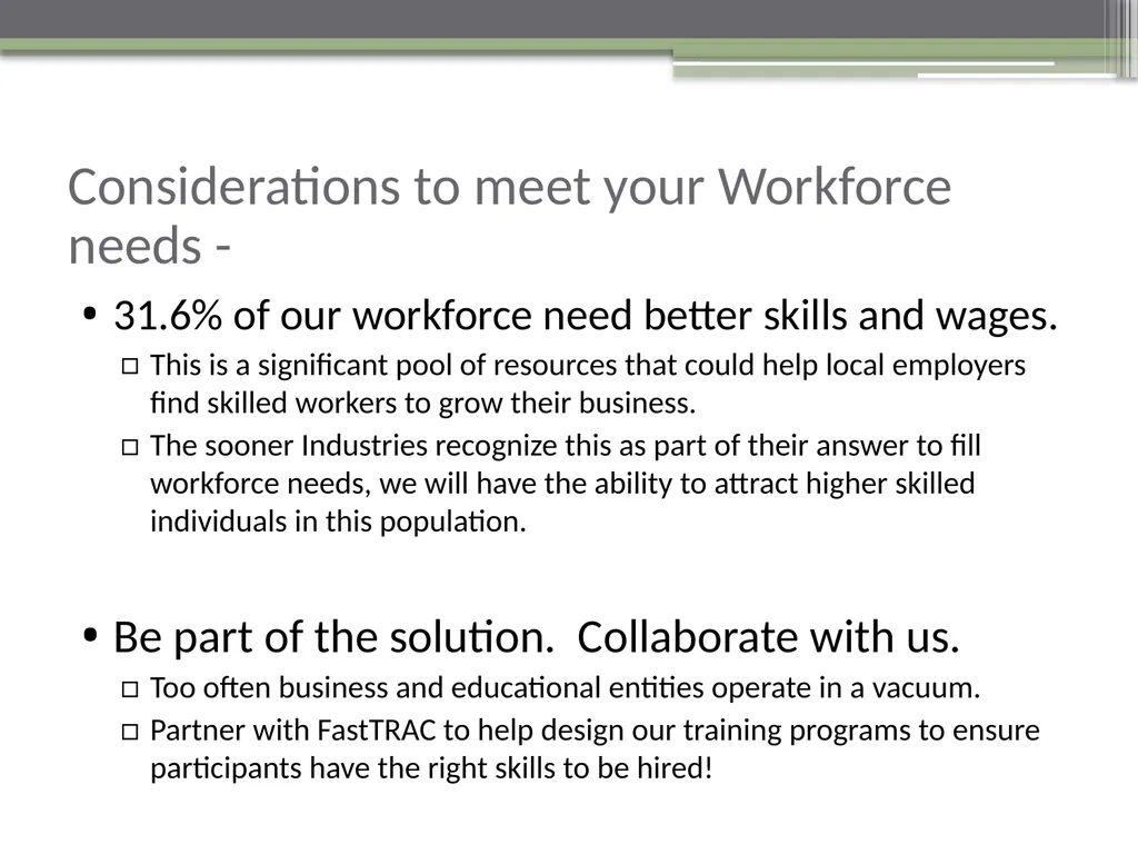 FastTRAC Training for a Better Workforce in - slide 14 of 15