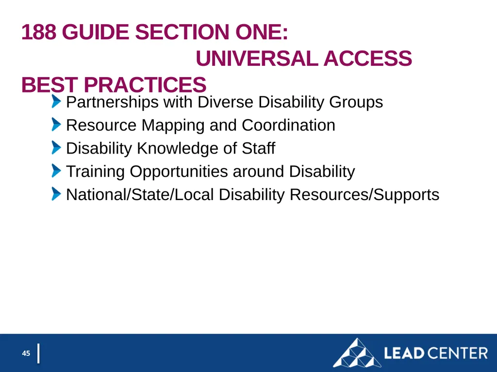 Section 188 Equal Opportunity & Accessibility for - slide 45 of 53