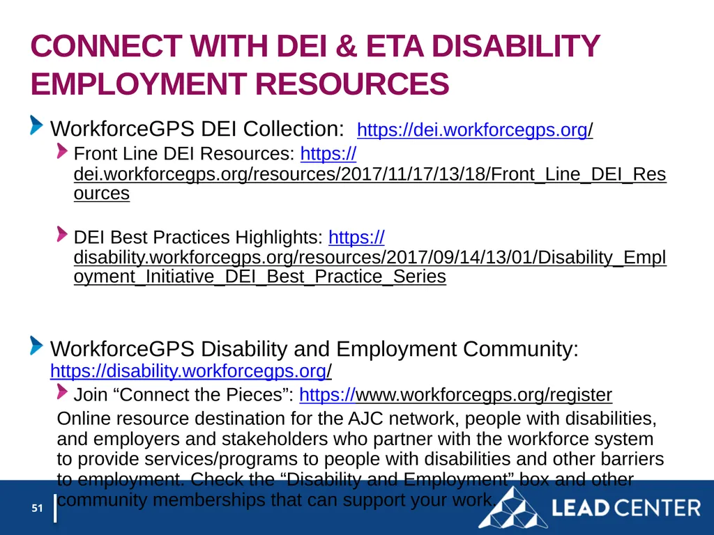 Section 188 Equal Opportunity & Accessibility for - slide 51 of 53