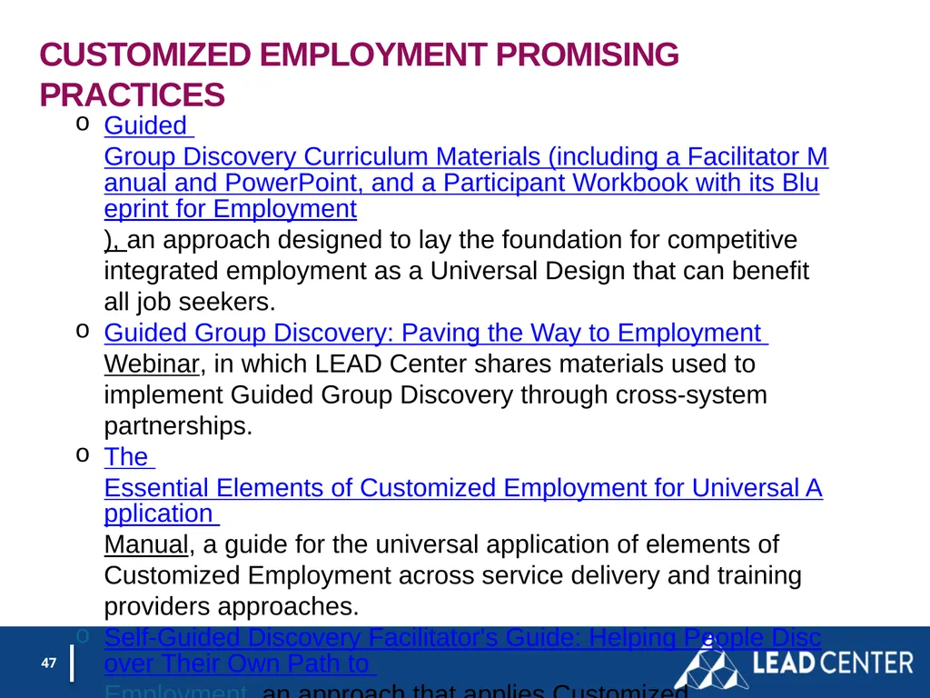Section 188 Equal Opportunity & Accessibility for - slide 47 of 53