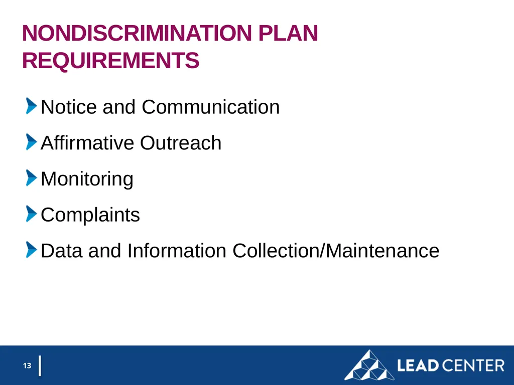 Section 188 Equal Opportunity & Accessibility for - slide 13 of 53