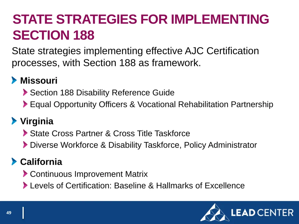 Section 188 Equal Opportunity & Accessibility for - slide 49 of 53