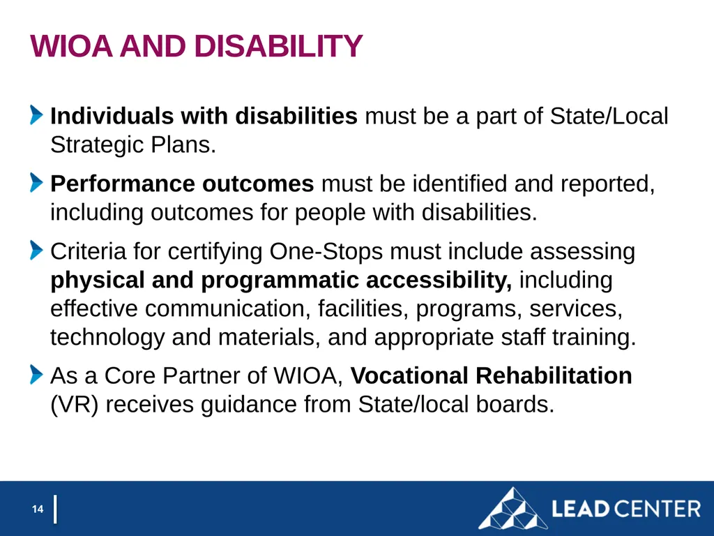 Section 188 Equal Opportunity & Accessibility for - slide 14 of 53