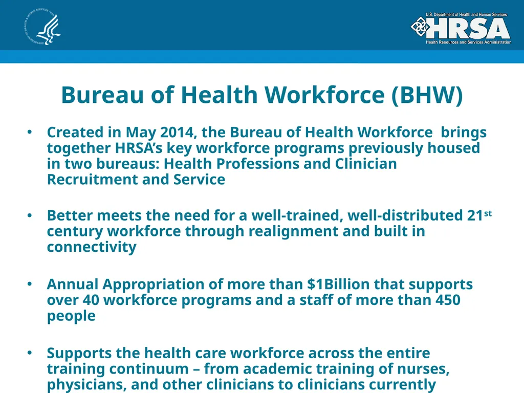 Bureau of Health Workforce Program Update for - slide 2 of 27