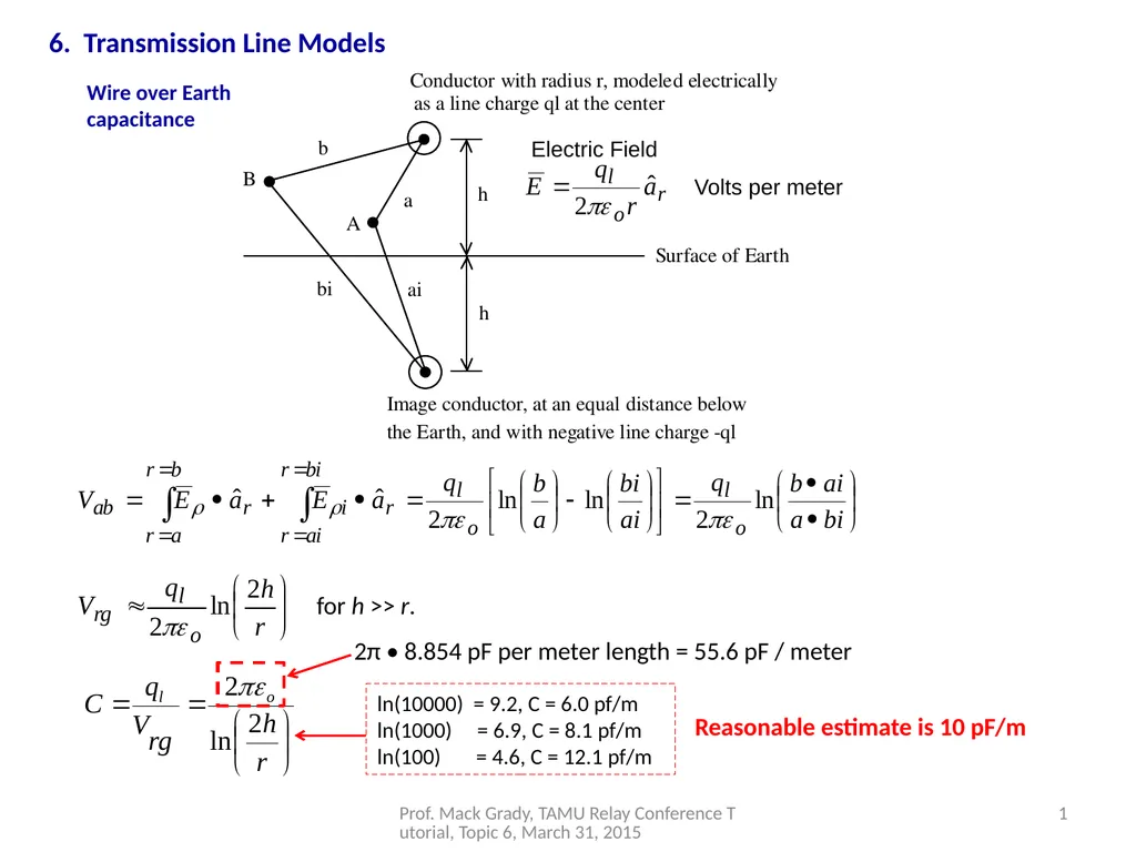 6. Transmission Line Models Prof. Mack Grady, TAMU - slide 1 of 12