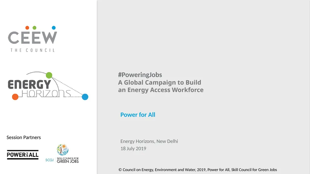 #PoweringJobs A Global Campaign to Build an Energy