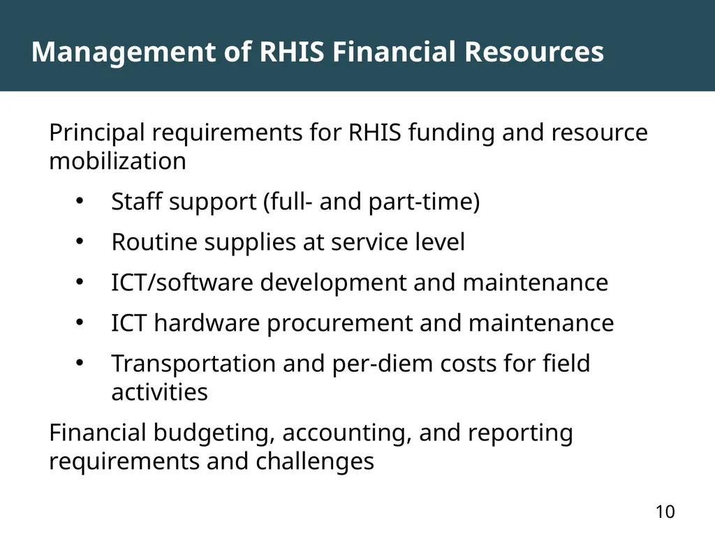 MODULE 7: RHIS Governance and Management of - slide 10 of 15