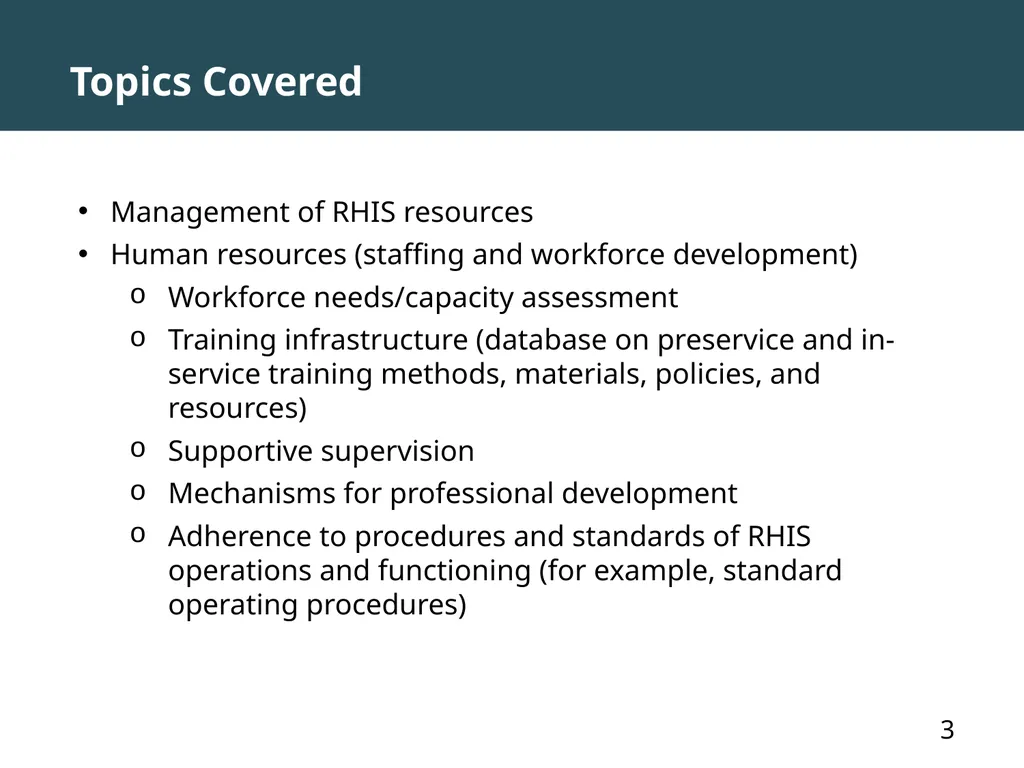 MODULE 7: RHIS Governance and Management of - slide 3 of 15