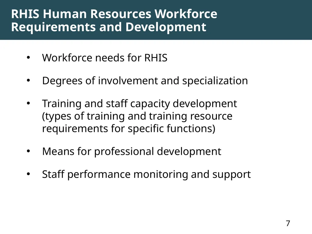 MODULE 7: RHIS Governance and Management of - slide 7 of 15