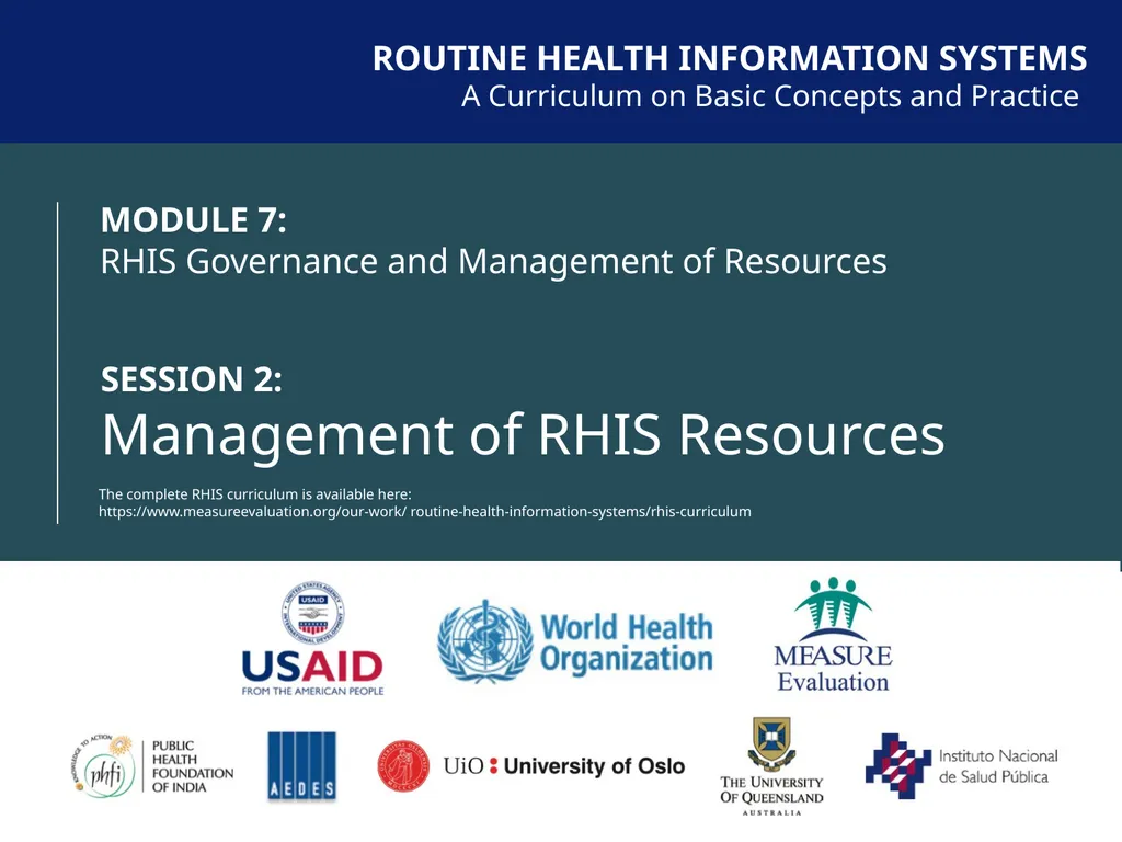 MODULE 7: RHIS Governance and Management of
