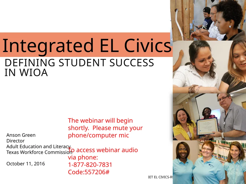 Integrated EL Civics Defining Student Success in - slide 1 of 79