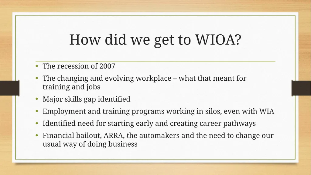 The Workforce Innovation and Opportunity Act - slide 5 of 19