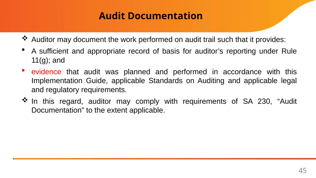 Implementation Guide on Reporting under Rule 11(g) - slide 45 of 49