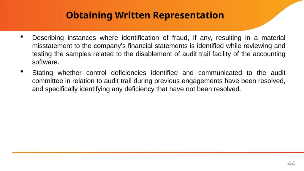 Implementation Guide on Reporting under Rule 11(g) - slide 44 of 49