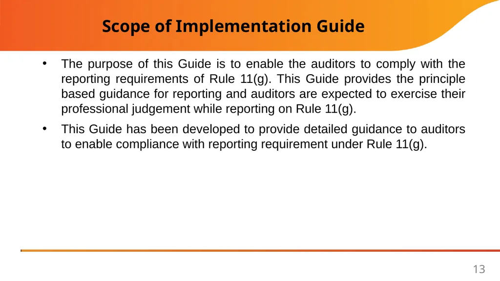 Implementation Guide on Reporting under Rule 11(g) - slide 13 of 49