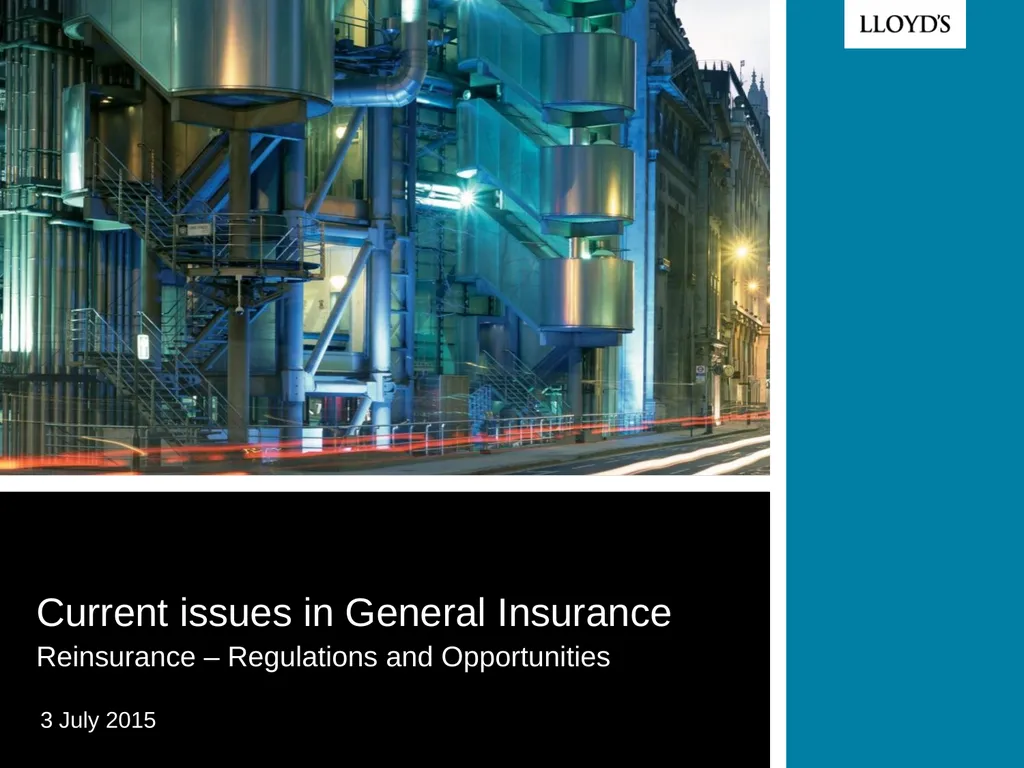 Current issues in General Insurance Reinsurance – - slide 1 of 9