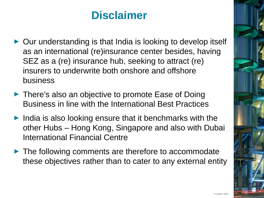 Current issues in General Insurance Reinsurance – - slide 2 of 9