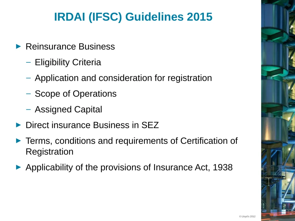 Current issues in General Insurance Reinsurance – - slide 5 of 9