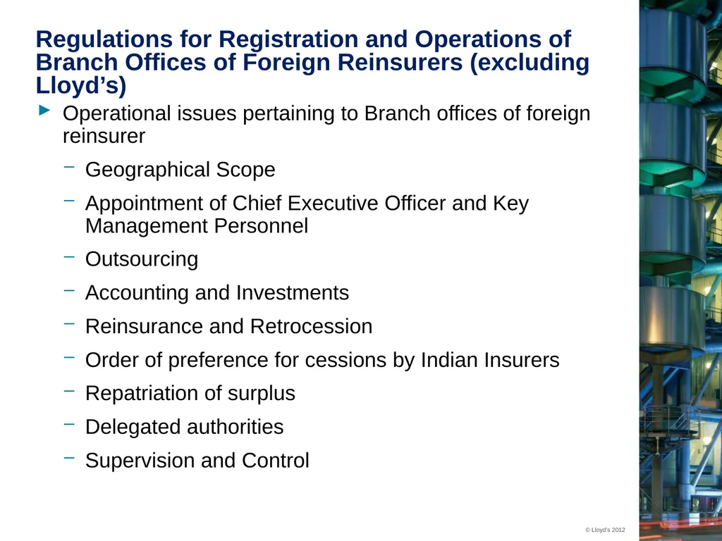 Current issues in General Insurance Reinsurance – - slide 4 of 9