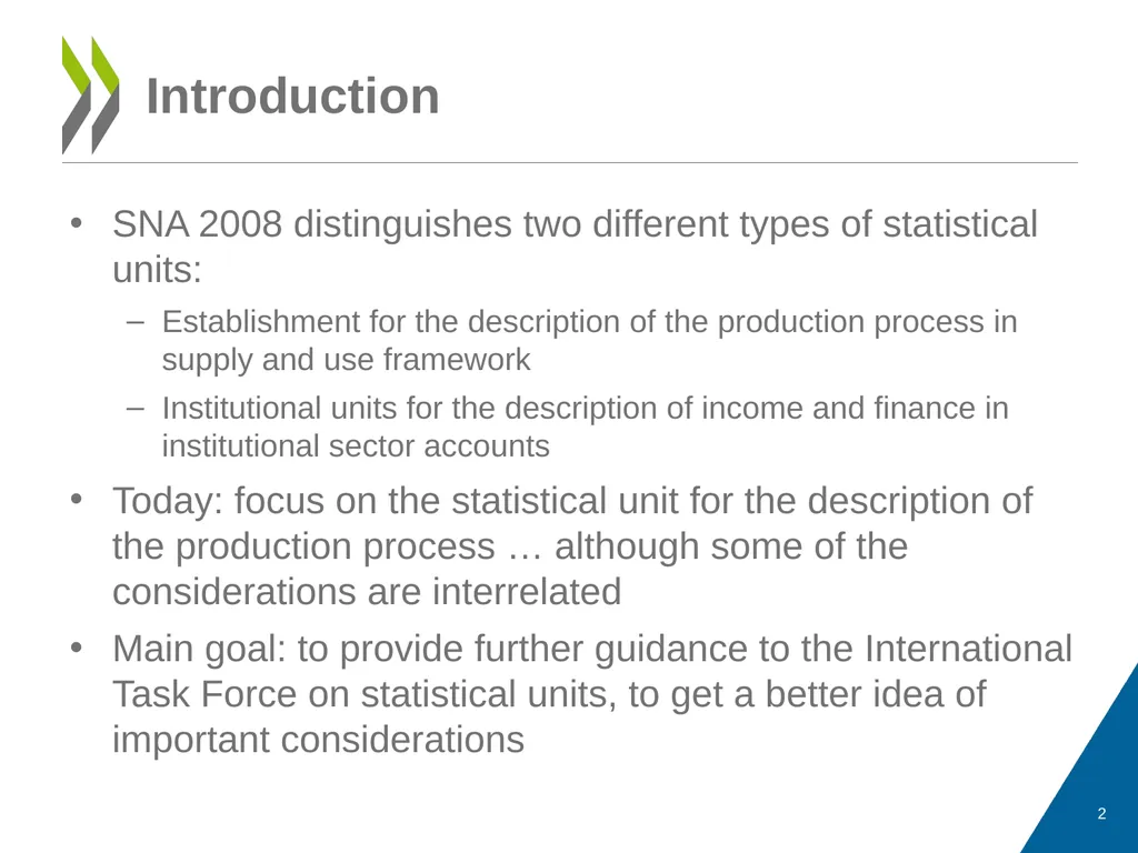 statistical units in describing the production - slide 2 of 17